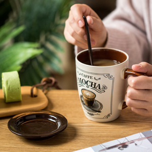 European Luxury Ceramic <b>Mug</b> Retro Cross-Border 350ml Simple Dishwasher Safe Coffee Cup for Modern <b>Cappuccino</b> Latte Accessories - Product Image 4