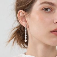 KAVNAR Boucles d'oreilles perle zircon linéaires laiton plaqué or blanc élégantes mariage