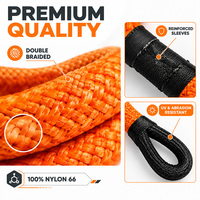 Cordon de remorquage Kinetic Recovery 100% nylon avec revêtement PU, manchon de protection et sac de transport pour 4x4, SUV, ATV, tracteur