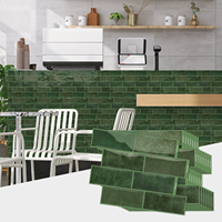 Autocollant de carrelage vert émeraude 3D en gel, à coller et à décoller, crédence de cuisine imperméable, panneaux muraux amovibles pour hôtel