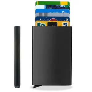 Economical aluminium Slim Credit Card Holder wallet RFID protection one click all cards slide out