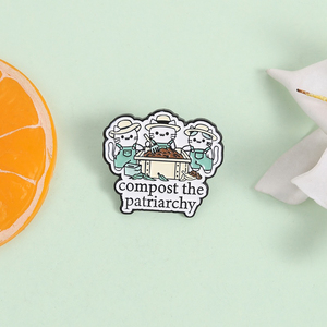 Grappige Compost The Patriarchy Emaille Pin Wit Tuinieren Kat Hoed Broche Revers Badge Sieraden Cadeau - Product Image 1