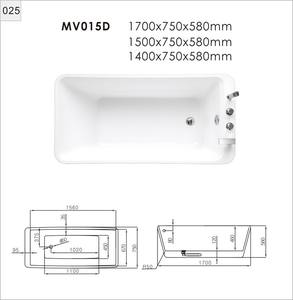 67 Inch Freestanding Small Acrylic <strong>square</strong> Mobile <strong>Bathtub</strong> - Product Image 6