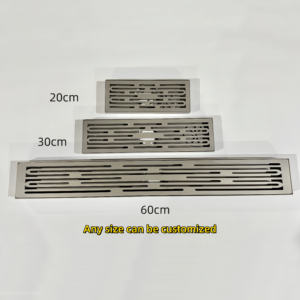 Escurridor cuadrado de línea estrecha de acero inoxidable, drenaje de suelo SUS304 grueso largo gris mate de fábrica de tamaño personalizado - Product Image 6