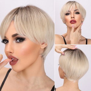 2024 phổ biến màu tóc vàng <span class=keywords><strong>Bob</strong></span> tóc giả phụ nữ vàng Ngắn Tóc bangs tóc giả cho phụ nữ - Product Image 3
