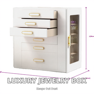 Élégante armoire à bijoux multi-tiroirs, boîte de rangement pour bijoux avec porte latérale transparente, idéale pour les bagues, les bracelets, les colliers - Product Image 2