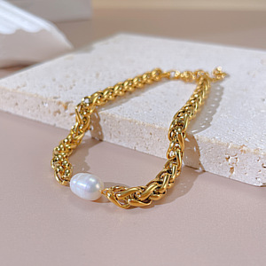 Trendy Natural Freshwater Pearls Stainless Steel Chain Handmade <b>Bracelet</b> Bangle High Quality Jewelry - Product Image 3