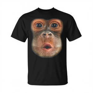 Camiseta con Estampado de Cara de Mono, Negra, Talla Grande, Ropa Promocional - Product Image 2