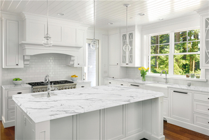 Calacatta White Artificial Engineered Quartz Slab CounterTop 5007 Deli Cato Crema Kitchen Bathroom Vanity Polished Surface - Product Image 2