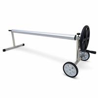 Enrouleur de bâche de piscine en aluminium pour bâche solaire, avec tube télescopique, manivelle à volant, antidérapant, écologique, support à roulettes