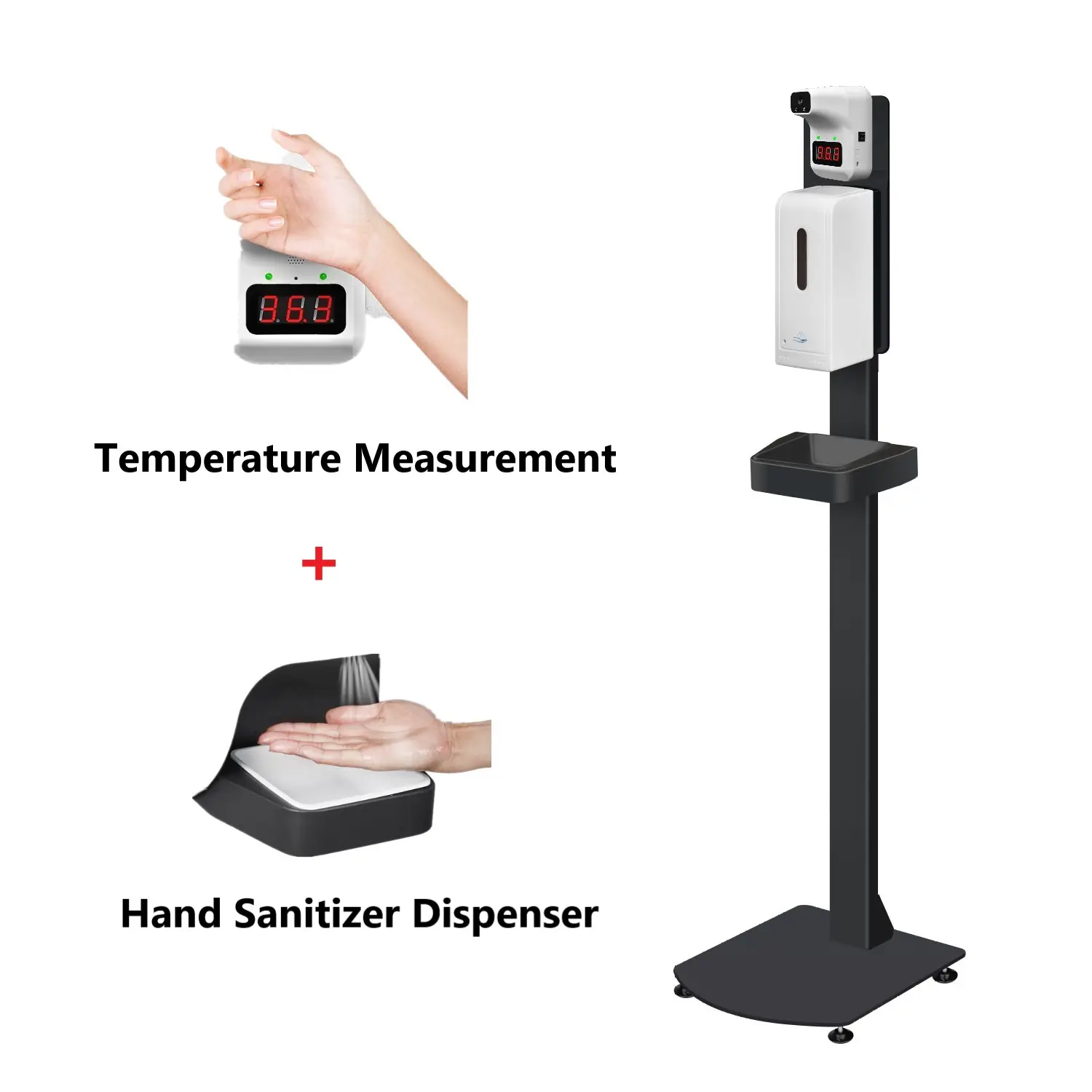 Automatic Hand Sanitizer Dispenser Touch Free for Liquid Soap Spray Alcohol with Sensor Temperature Thermometer