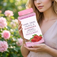 Gummies de beauté pour femmes adultes OEM ODM avec vitamines pour la croissance des cheveux et l'éclaircissement de la peau, saveur fraise, véganes et sans produits laitiers
