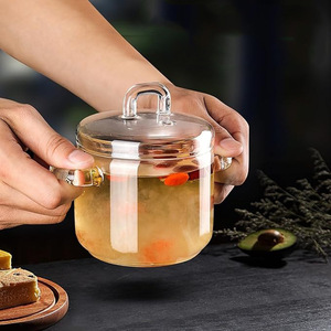High Borosilicate Glass Steamed Egg Bowl Microwaveable Transparent <strong>Lid</strong> High Temperature Resistant Bird's Nest <strong>Small</strong> Stew <strong>Pot</strong> - Product Image 4