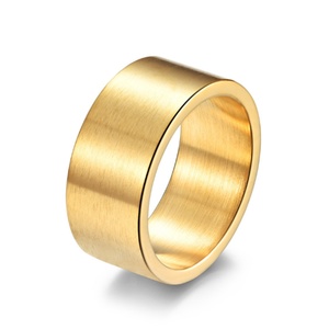 แหวนสแตนเลสสตีลขัดด้านเรียบง่าย ขนาด 10 มม. ลายเรขาคณิต สไตล์ฮิปฮอป สำหรับทุกเพศ สีเงินแบบเรโทร - Product Image 6