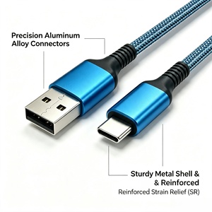 Cavo USB a Type-C Togudu T-255 in nylon intrecciato con ricarica rapida <span class=keywords><strong>e</strong></span> protezione rinforzata contro la deformazione - Product Image 6