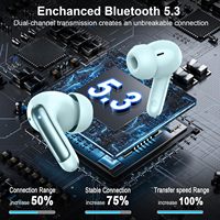Huien Écouteurs sans fil Bluetooth 5.3 Casque HiFi Stéréo Écouteurs Android avec 4 ENC Micro Casque antibruit
