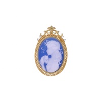 Pendentif plaqué or en pierre précieuse sculptée artificiellement, artisanat en relief 3D, broches personnalisées en agate camée pour femmes, filigrane en argent S925