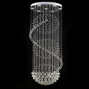 <span class=keywords><strong>Lampadario</strong></span> di Cristallo Spettacolare a Spirale Sferica D80*H240cm (D32\" X H94\") con Gocce di Cristallo e Nappe, LED, Finitura Cromata Lucida - Product Image 6