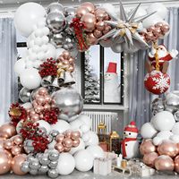 Guirnalda de Globos de Látex Navideños en Forma de Arco, Serie Rojo, Verde, Blanco, Plateado y Rosa, Globos de Papel de Aluminio con Forma de Bastón de Caramelo, Decoración para Fiestas Navideñas