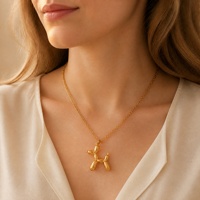 Meilleure Vente 2026 Collier Pendentif Chiot en Acier Inoxydable Plaqué Or PVD, Bijoux Anti-ternissement