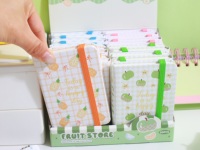 Carnet de poche A7 à couverture rigide avec élastique, motif fruits mignon, estampage à chaud, mini journal portable, petit agenda