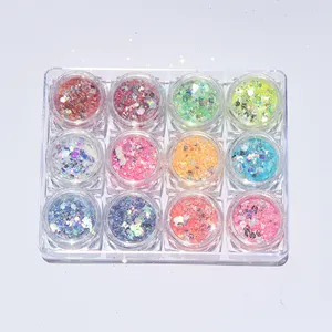 Polyester mixed chunky glitter powder with different colors