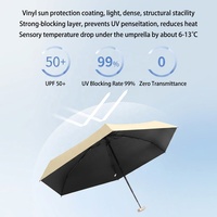 Parapluie pliant mini ultraléger avec logo personnalisé |   Protection UV, imperméable, avec étui de rangement |   Parasol de poche, cadeau de voyage