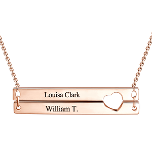 Isunni S925 <span class=keywords><strong>de</strong></span> <span class=keywords><strong>plata</strong></span> esterlina personalizada DIY Placa <span class=keywords><strong>de</strong></span> grabado corazón dos Bar colgante collar <span class=keywords><strong>para</strong></span> novia - Product Image 2
