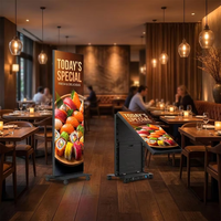 Écran publicitaire pliable GOB LED, portable, ultra-fin, sans fil, intérieur/extérieur, pour affichage en restaurant