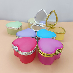 Frosted bán trong suốt hình trái tim nhựa trẻ em Mỹ phẩm lưu trữ đồ trang sức hộp máy tính để bàn hộp cho Bông Tai Nhẫn với gương - Product Image 5