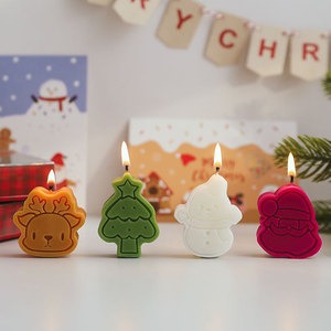 Christmas Scented <b>Candle</b> <b>Set</b> Soy Wax Non Toxic Reindeer Tree Snowman Santa Shape Gift Decor - Product Image 1