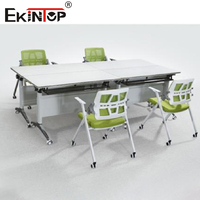 Ekintop Table de conférence simple et moderne pour la formation professionnelle Table pliante mobile en métal pour le bureau Table d'écriture