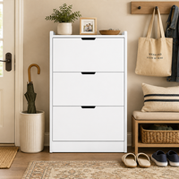 Meuble à chaussures moderne avec rangement dissimulé à porte rabattable, organisateur gain de place pour entrée et chambre
