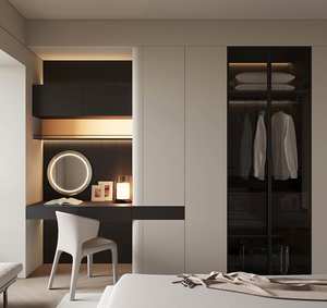 Meubles de chambre à coucher de conception moderne sur mesure haut de gamme, dressing avec porte en verre, villa écologique, salon - Product Image 1