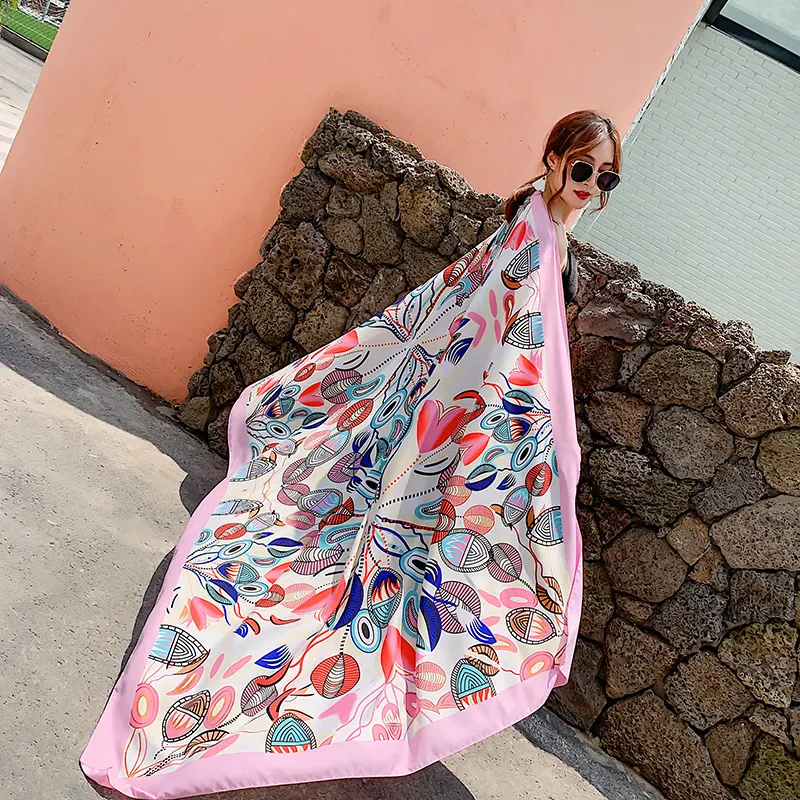 Sciarpa da spiaggia estiva 190*140cm grande Designer bohémien stampato scialle donna chiffon Hijab