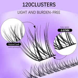 Faux cils naturels longs segmentés, 120 pièces, 12 rangées, courbure naturelle, cils effet <span class=keywords><strong>manga</strong></span> queue de poisson - Product Image 5