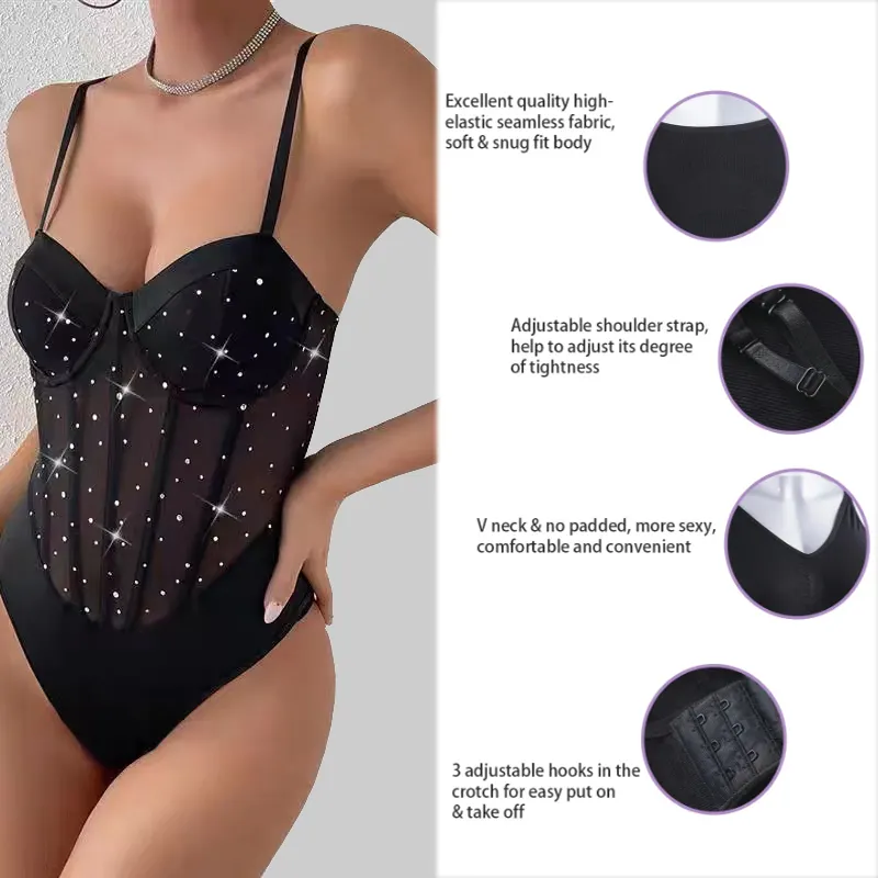 Hygieia Custom Sexy Afslankende Korset Shapewear Bodysuits Push-Up Beugel Borst Body Shaper Met Ingebouwde Bh