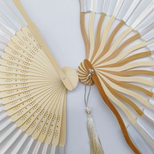 Abanico de Mano de Bambú con Buen Diseño, 21 cm 8 Pulgadas, Económico, Mango de Bambú, Impresión en Seda Blanca, para Fiestas y Bodas - Product Image 5
