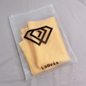 Luxury Matte White Zipper Bags with Black Logo Print - Resealable Frosted Poly Bags for Clothing & Retail - Product Image 2