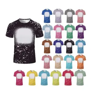 OEM Manufacturer Adults Kids Plain Bleach T Shirts Polyester Cotton Supple Feel Sublimation Bleached Shirts With Leopard Print