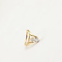 Cincin titanium wanita, zirkon oval mata kuda emas 18K baja titanium