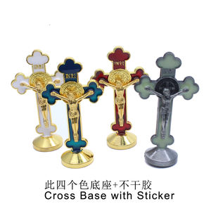 Icono de cruz de Jesús religioso católico, estatuas de Metal, colores caídos al óleo - Product Image 2