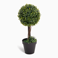 Plante artificielle en buis à boule unique, pot noir, feuillage vert bicolore, mini-arbuste en pot pour table, bureau, mariage, Noël