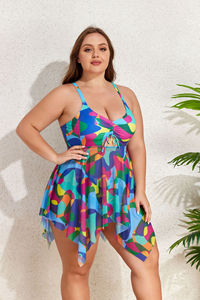 Traje de Baño de Tallas Grandes con Realce de Curvas, Diseño Halter de Pierna Alta Personalizable, Transpirable, Ideal para Vacaciones en la Playa y Fiestas en la Piscina - Product Image 3