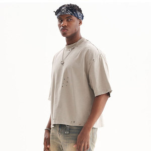 T-shirt da <span class=keywords><strong>uomo</strong></span> con taglio pesante e afflitto di alta qualità da <span class=keywords><strong>uomo</strong></span> con scritte sottili oversize da <span class=keywords><strong>uomo</strong></span> - Product Image 2