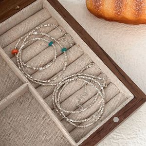 S925 Pure <b>Silver</b> Beaded Necklace Women Minimalist Layered <b>Choker</b> Everyday Wear Fine Jewelry - Product Image 2