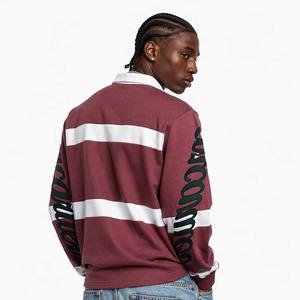 Custom Label Logo 3D Embroidery America <strong>Vintage</strong> Retro <strong>Polos</strong> <strong>Shirts</strong> Oversized Boxy Long Sleeve Button up Rugby <strong>Polo</strong> <strong>Shirts</strong> - Product Image 2
