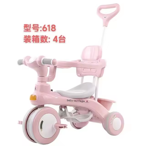 Nouveau tricycle multifonctionnel pour enfants avec musique et lumière, pour les enfants de 1 à 6 ans, tricycle portable à pousser à la main, vélo d'équilibre - Product Image 6