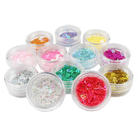SunelPort Lentejuelas Francesas 3D de Lujo para Uñas, Formas de Corazón y Estrella, 12 Colores Brillantes, Película Hueca, Sombra de Maquillaje Color Durazno Rojo