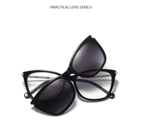Lunettes de soleil polarisées UV400 anti-lumière bleue pour femmes avec clip magnétique pour la conduite, monture 81803-2